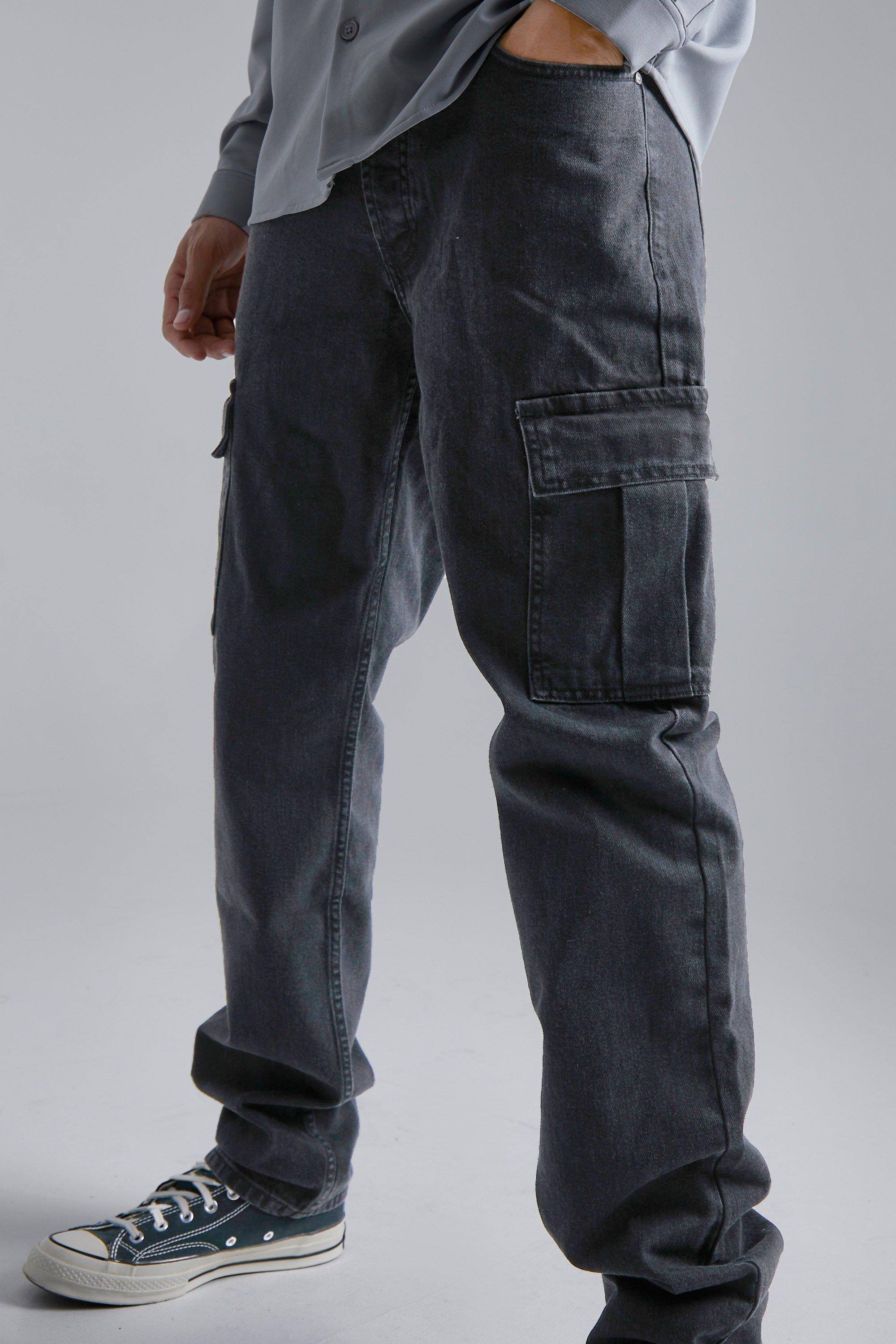 Tall Straight Leg Side Zip Hem Cargo Jeans